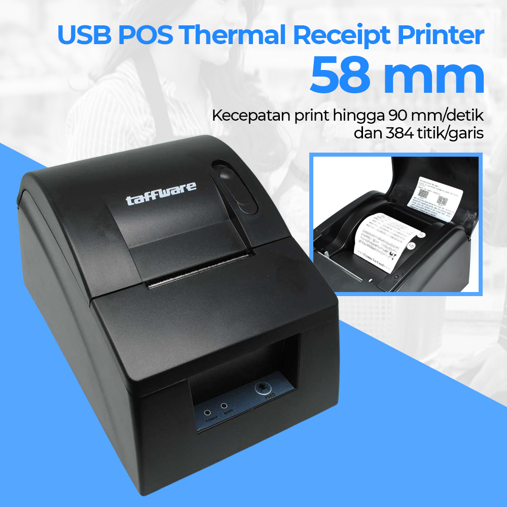 Taffware USB POS Thermal Receipt Printer 58mm - XYL-5890H - Black