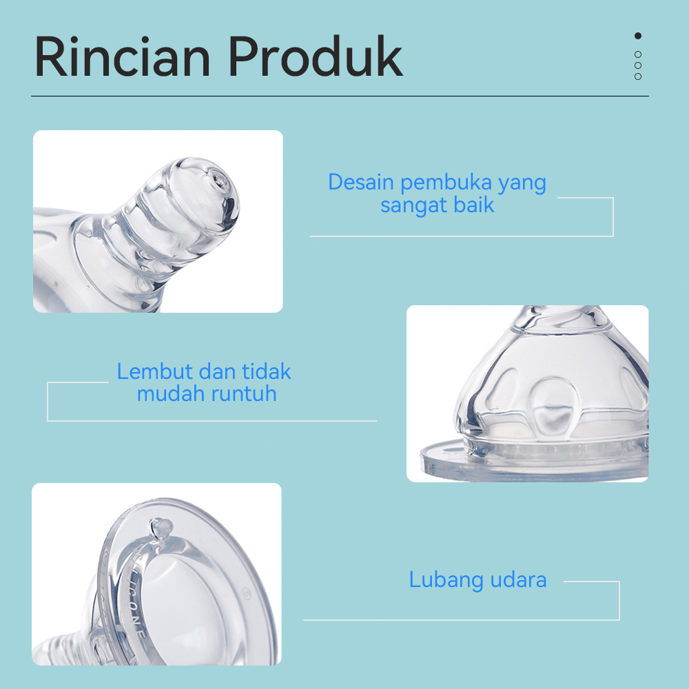 AIKOKY Dot Silikon Bayi Slim Neck Peristaltic Nipple BPA Free