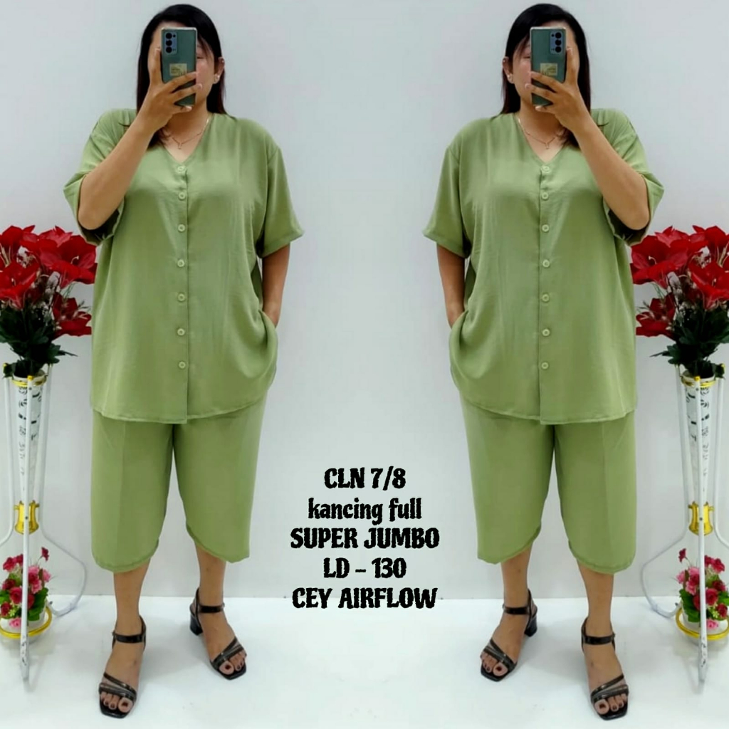 CNC - Stelan Viral Wanita Dewasa Terbaru/Stelan Celana 7/8 5XL Cringkel Cey Airflow Model 018 Dan 001