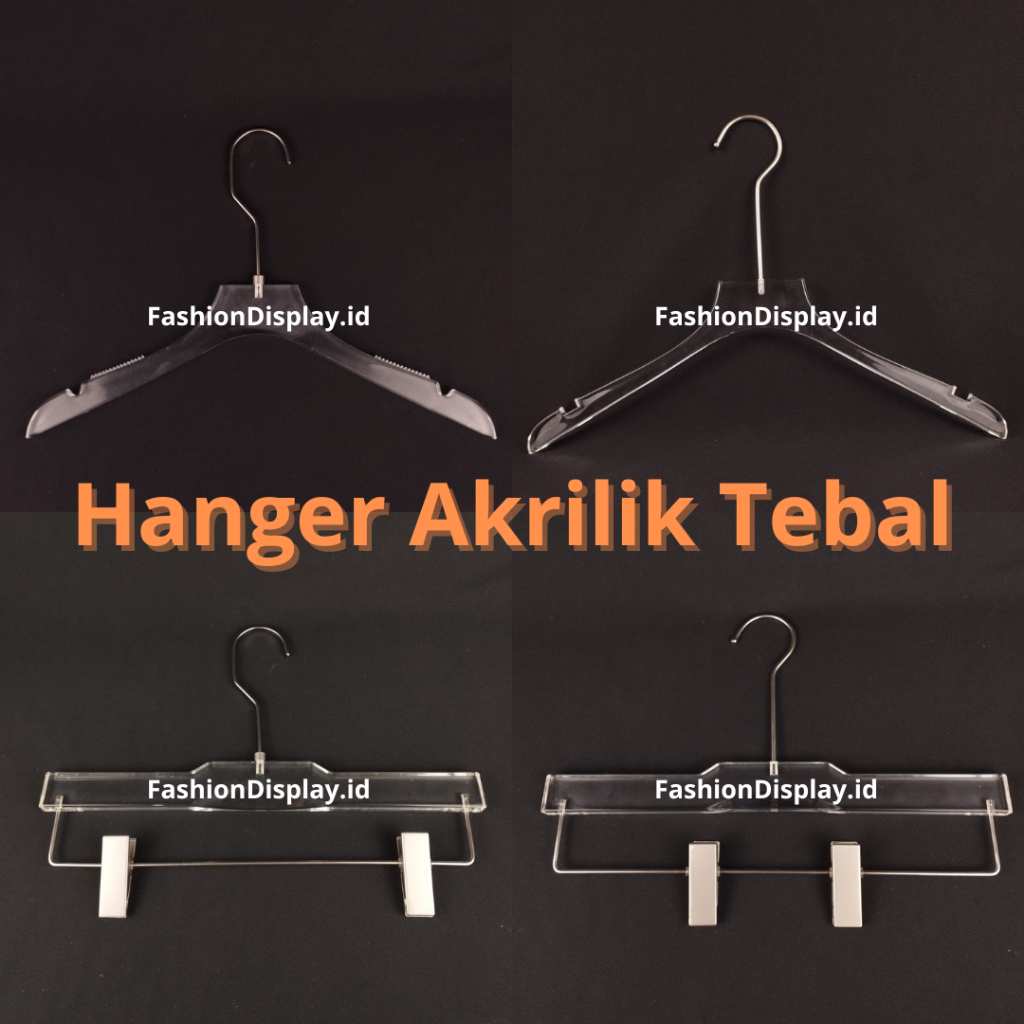 Hanger Akrilik Transparan Dewasa Gantungan Baju Transparan Tebal Bening Gantungan Tebal-BH