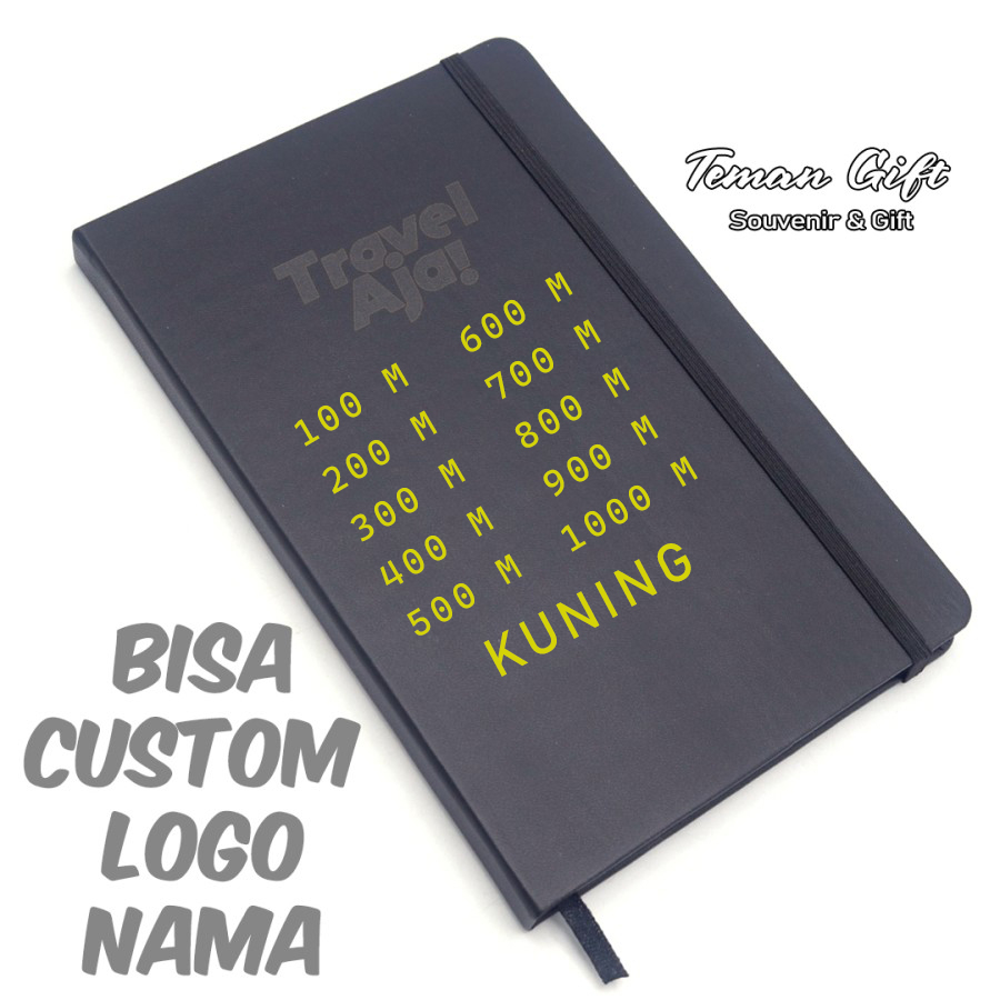 

Classic Notebook Gold Kuning A5 Buku HardCover Agenda Hard Cover Custom Logo Nama - Hitam, Tanpa Cetakan