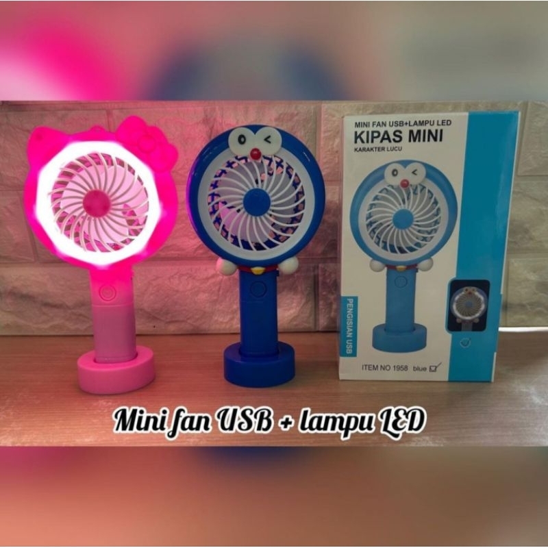MINI FAN KARAKTER USB + LAMPU / KIPAS MINI KARAKTER USB / KIPAS CES + LAMPU