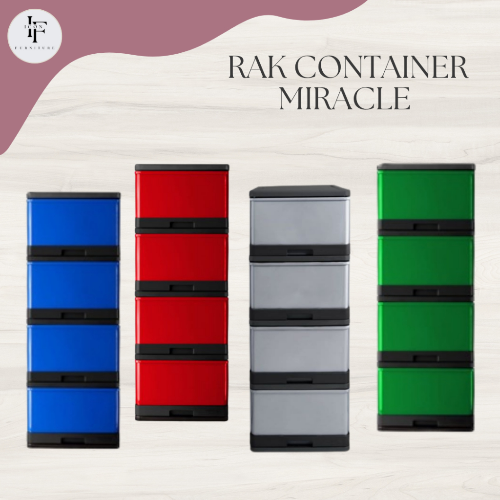 RAK CONTAINER SUSUN 4 MIRACLE | LEMARI LACI PLASTIK KABINET JUMBO