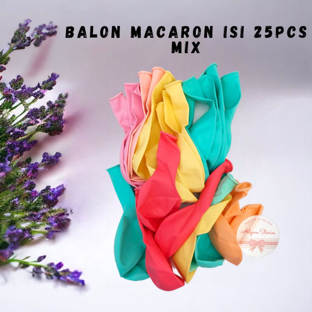 Balon Latex 12inch perbungkus 25pc / Balon Macaron / Balon Metalik / Balon doff