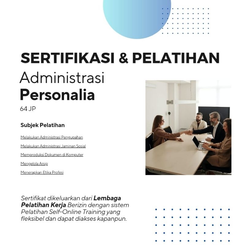 

SERTIFIKASI & PELATIHAN ADMINISTRASI PERSONALIA