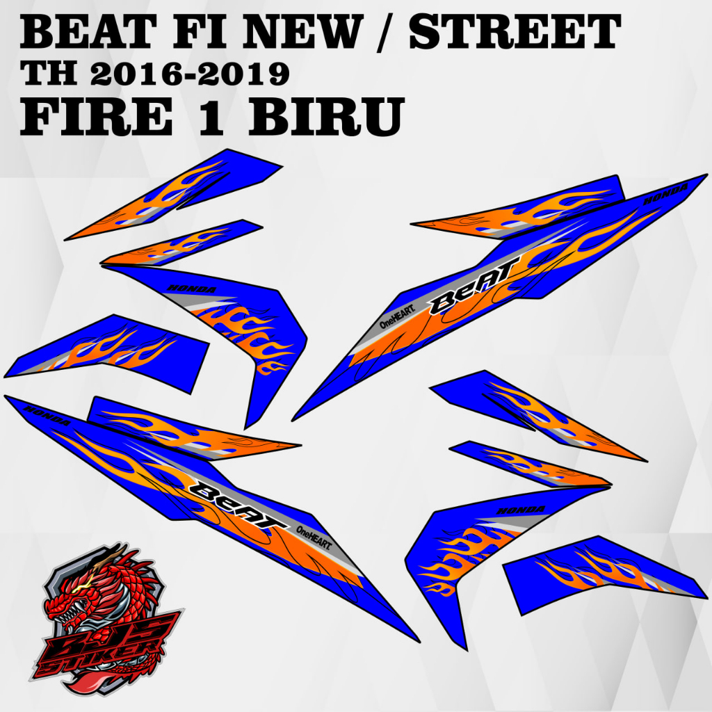 Striping beat fi new - Stiker Decal HOLOGRAM / MIRROR CHROME BEAT FI NEW 2016-2019 FIRE 1 BIRU TUA