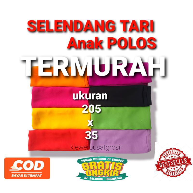 selendang tari  selendang murah SAMPUR POLOSAN ANAK 210x35