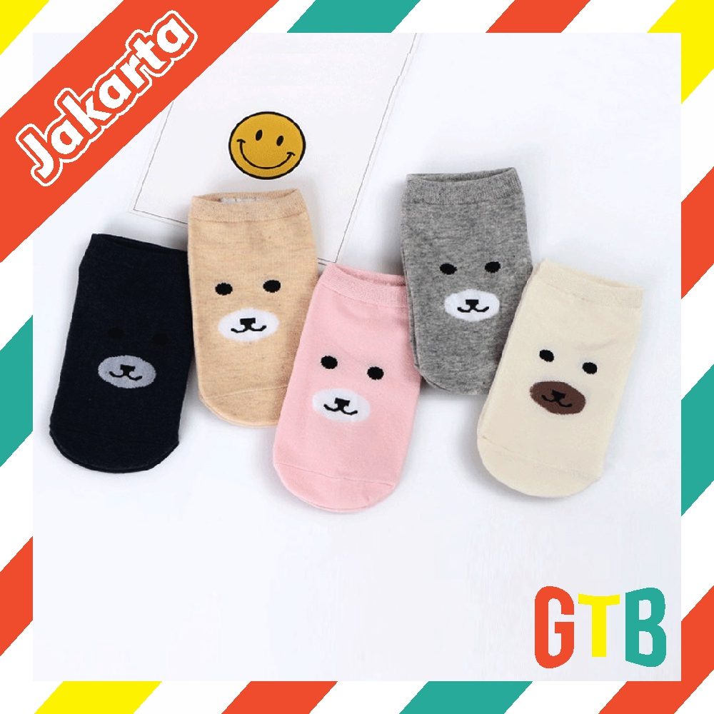 ❤️GTB❤️ Kaos Kaki Motif Beruang Lucu / Kaos kaki Laki-Laki Perempuan / Cute Bear Ankle Socks Import KK125