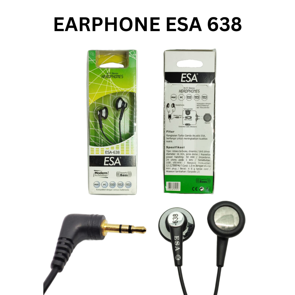 Earphone kabel Headset jadul murah  earphone murah handsfree termurah HF murah tipe ESA 638