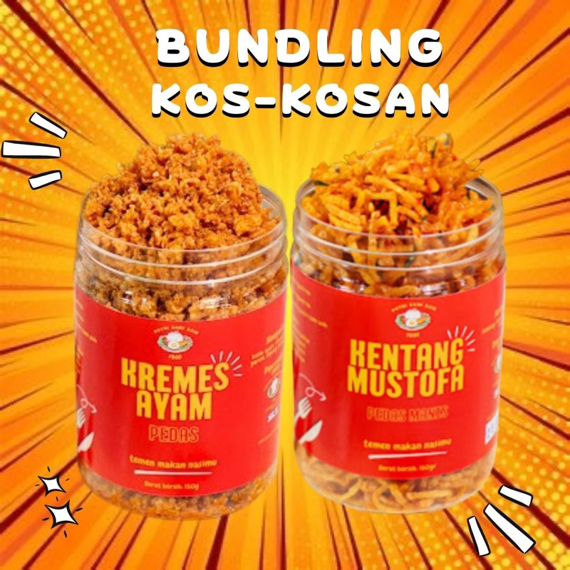 

PAKET ANAK KOSAN Kremes Ayam Pedas 180gr / Kentang Mustofa Pedas Manis 180gr Putri Sami Asih Food