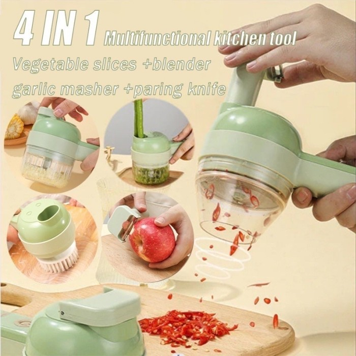 EM  Pemotong Sayur 4 in 1 Set Food Chopper Electric Vegetable Cutter