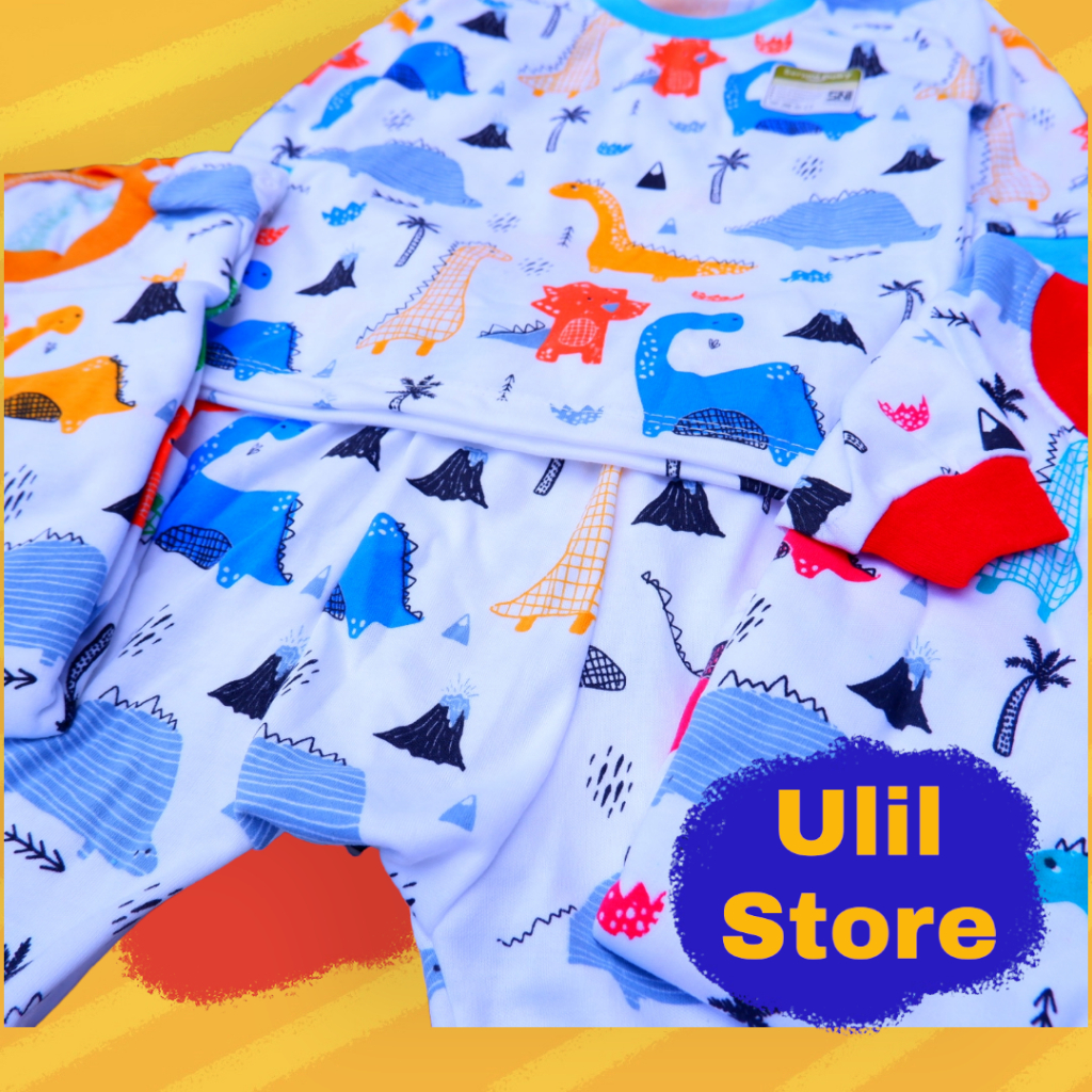 SET SETELAN BAJU BAYI SNI CELANA PANJANG PAMPERS 3-18 BULAN SERUNI BABY DINO