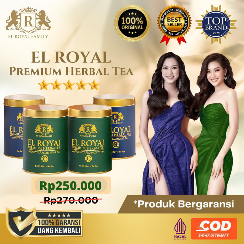 El Royal Premium Tea / Teh Pelangsing (2 Paket) - 2 Morning Slimming Tea &amp; 2 Night Slimming Tea 100% ORIGINAL