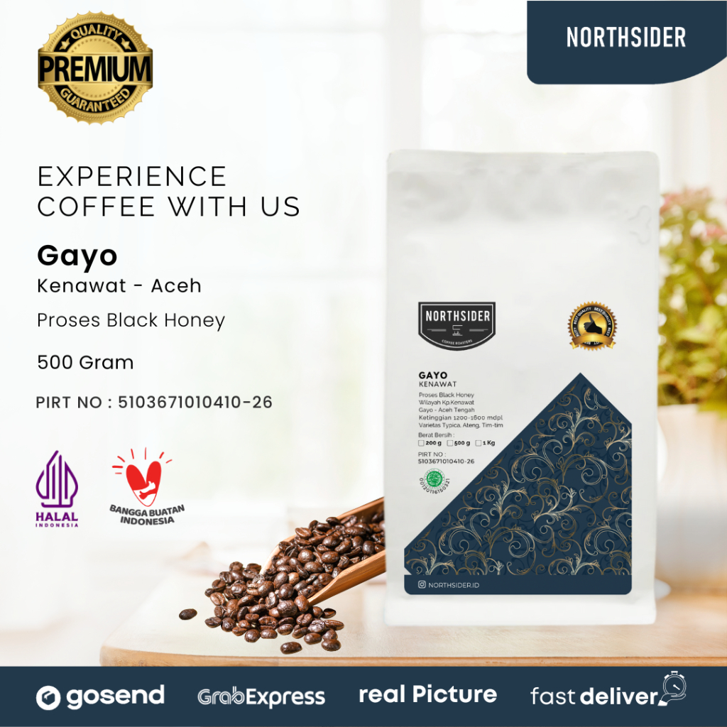 BIJI KOPI ARABIKA ACEH GAYO KENAWAT BLACK HONEY - 500GR NORTHSIDER COFFEE