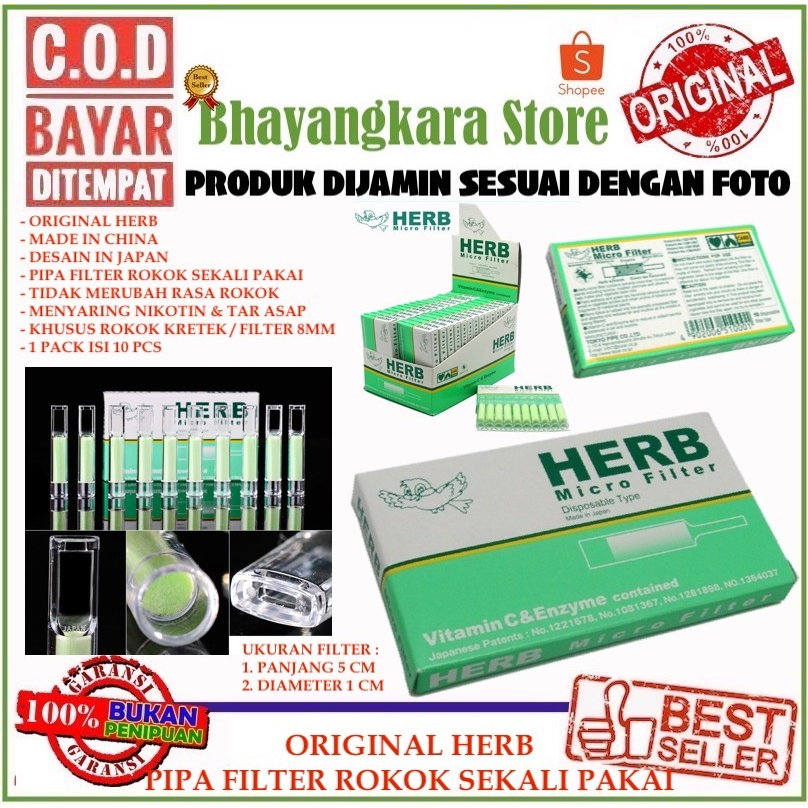 ORIGINAL IMPOR HERB PIPA FILTER SARINGAN ASAP SEKALI PAKAI KHUSUS 8MM DENGAN VITAMIN C ISI 10