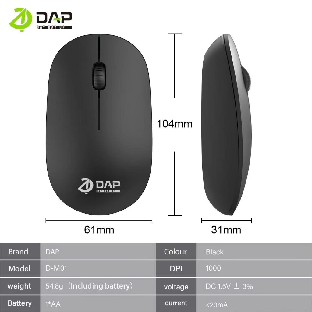 Mouse Wireless DAP D-M01 ORIGINAL Mouse Bluetooth DAP D-M01 ORIGINAL