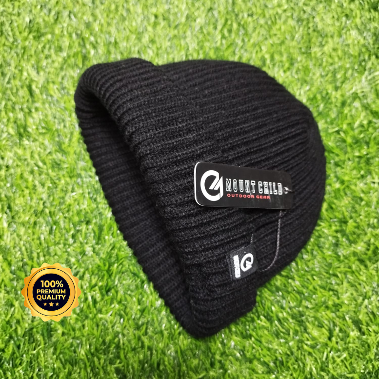Mountchild Kupluk Pria Rajut Beanie Hat ciput Tebal Warna Hitam  Untuk Pria Dan Wanita Bahan Wool