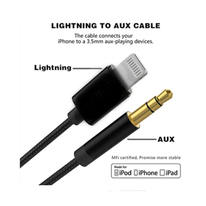 Kabel AUX Lightning to 3.5 AUX Audio Adapter Cable / Kabel lightning to Aux Audio Adapter