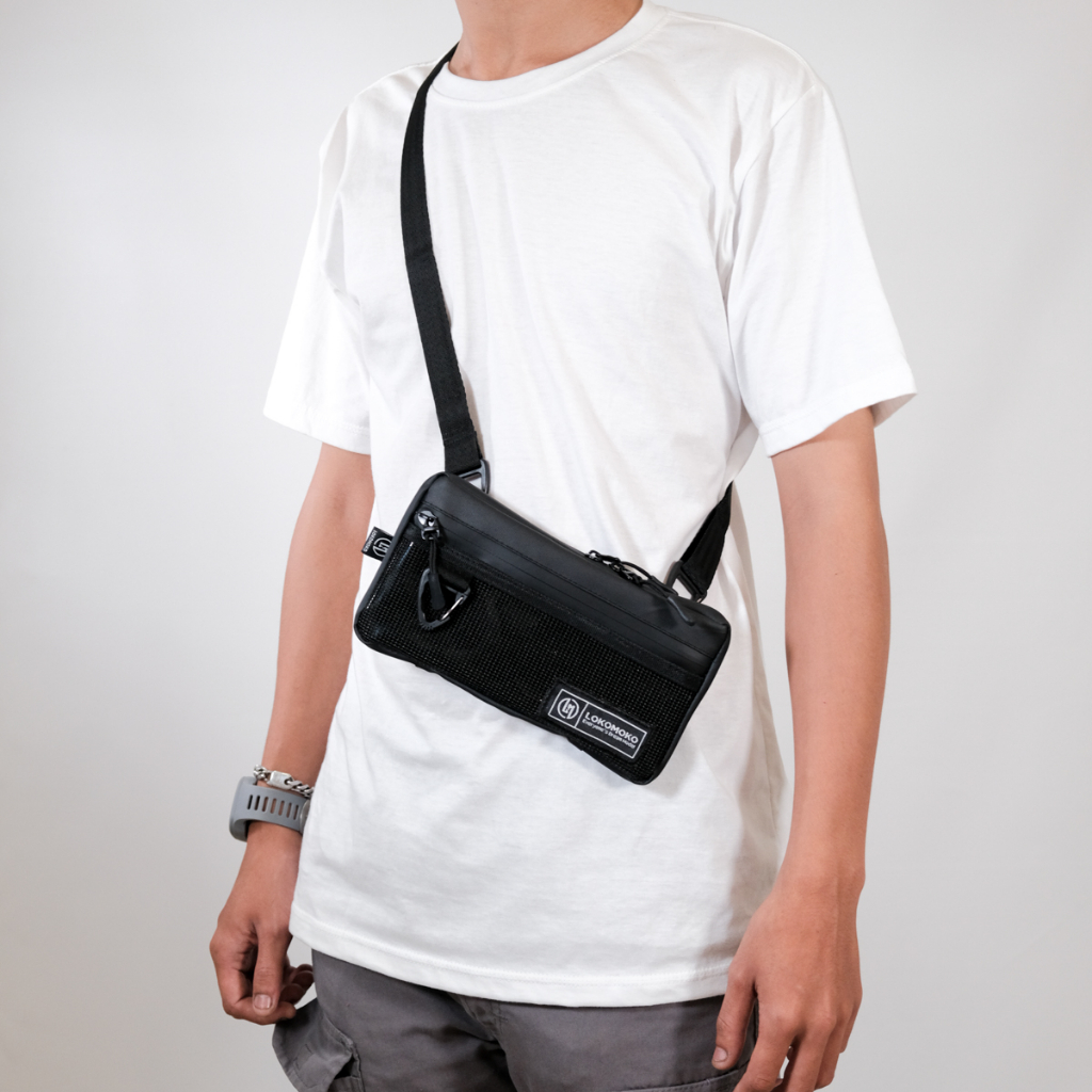 Lokomoko - Xeo Clouth Pria Warna Hitam Multifungsi ( Hand Bag + Sling Bag + Pouch Bag)