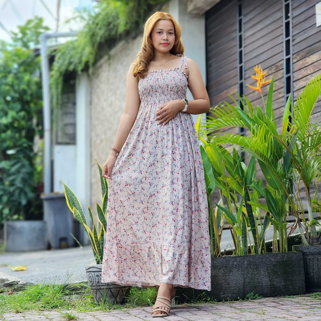 Ayuna Long Dress Kerut Tali Panjang