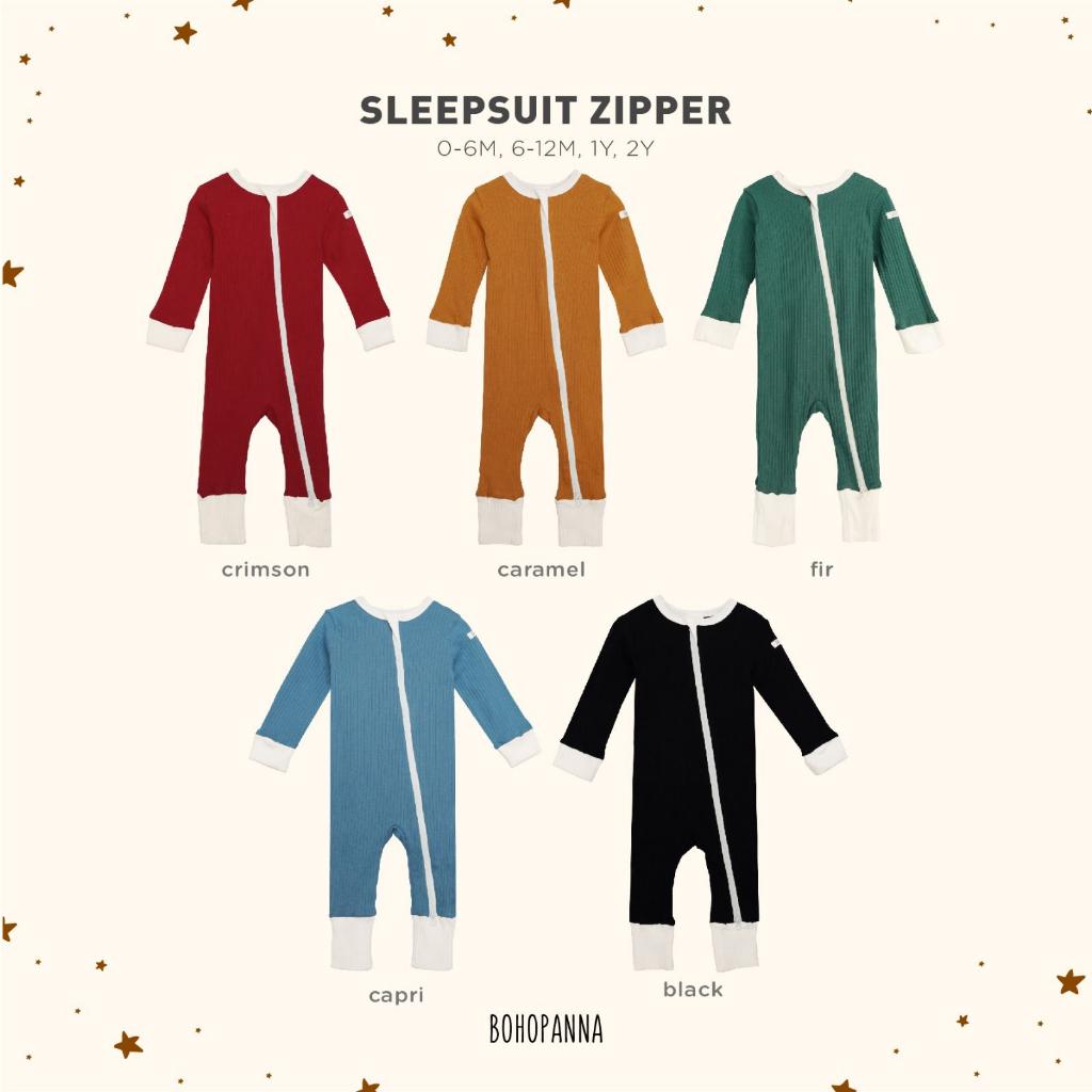 BOHOPANNA SLEEPSUIT ZIPPER &amp; SLEEPSUIT ZIPPER RUFFLE USIA 0-2 TAHUN