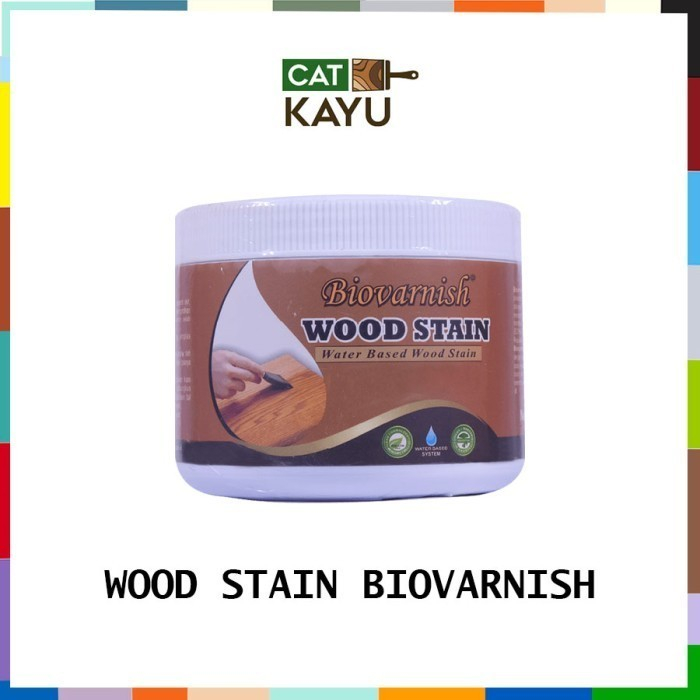 Wood Stain Yellow Oxide Biovarnish 400 gram Vernish Kayu Waterbase Cup