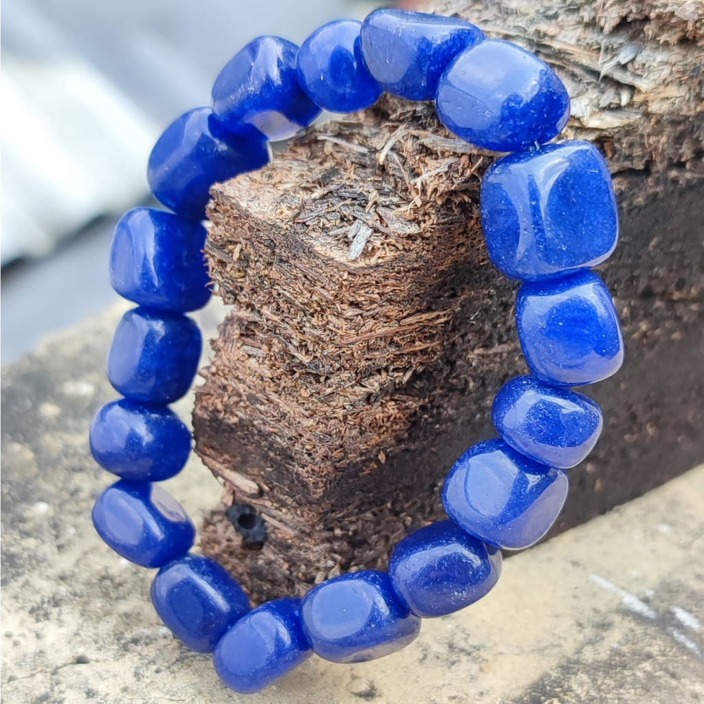 GELANG BATU BIRU BLUE SAFIR ASLI SIAP PAKAI