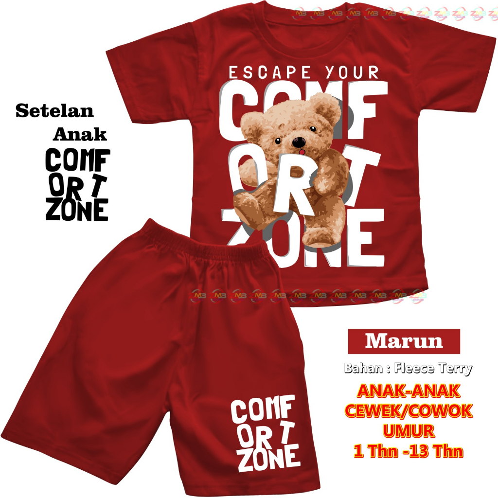 SETELAN ANAK PENDEK UNISEX CEWEK/COWOK BEAR BERUANG DIGITAL SABLON
