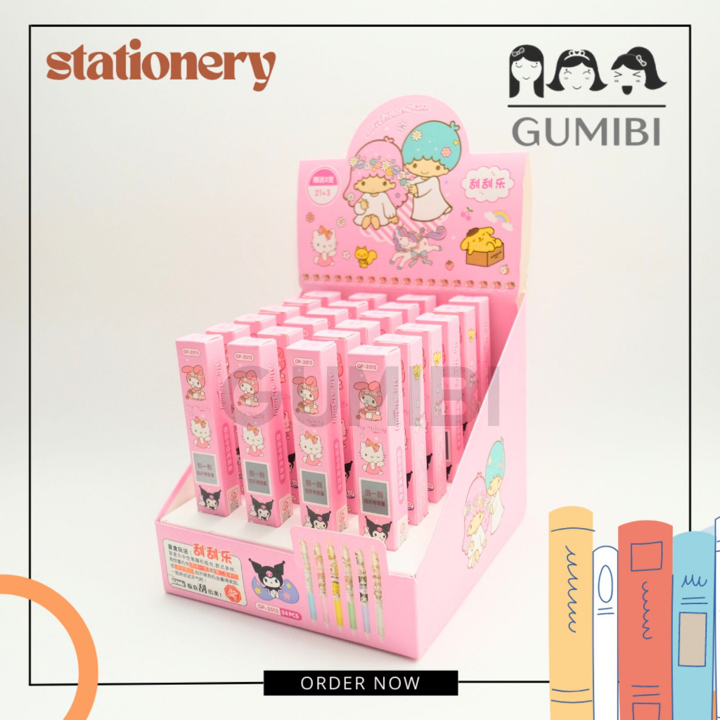 

PULPEN CETEK MISTERI SANRIO PENA CETEK BLIND BOX KUROMI CINAMOROL 1 BOX 1 PCS PENA MEKANIK LUCU