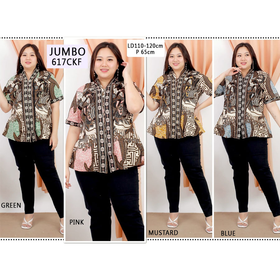 BIGCLO - (COD) LD 110-120cm Blouse Batik Super Jumbo Bigsize Baju Atasan Wanita Big Size 617 vol49