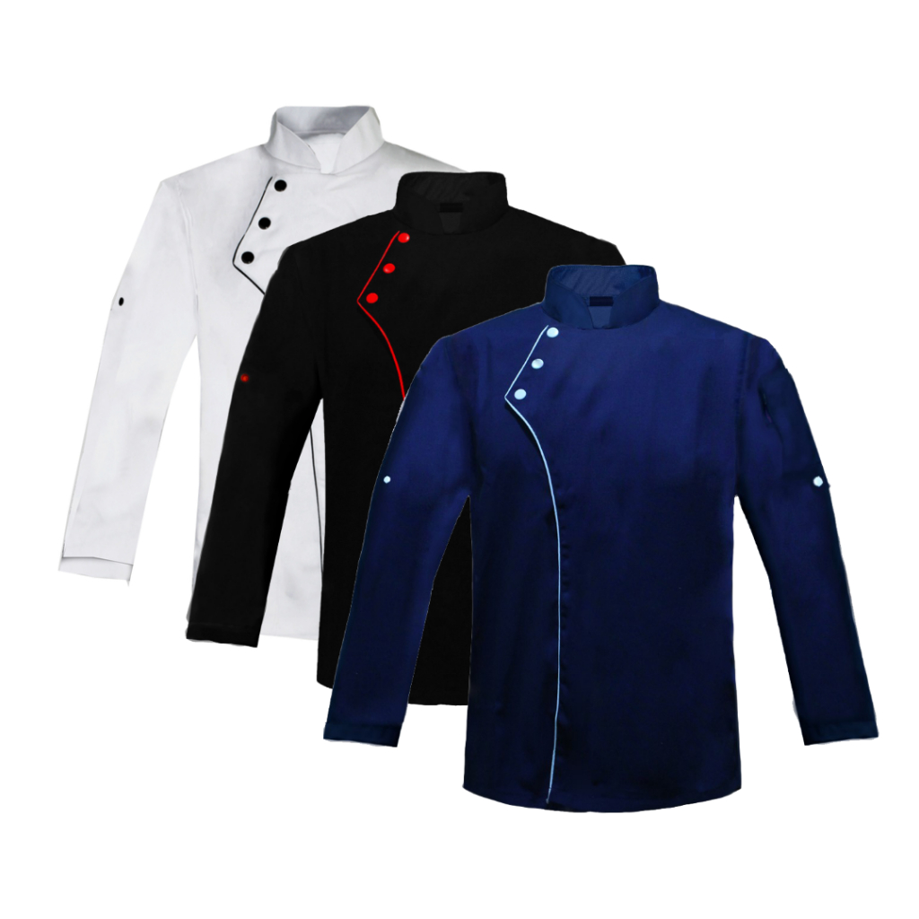 Work Suit Baju Koki Chef Uniform Lengan Panjang Pria Wanita Drill High Quality