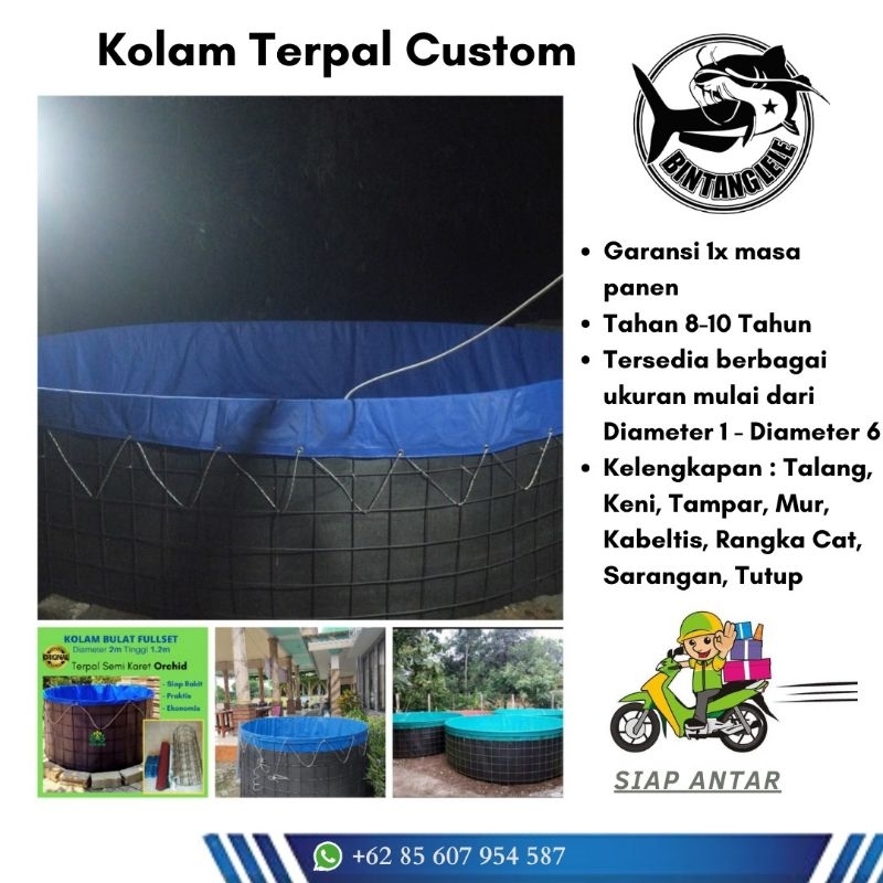 Terpal kolam | Terpal Kolam bulat fullset diameter 2 | Kolam Terpal Custom | Kolam Terpal Orchid| Ko