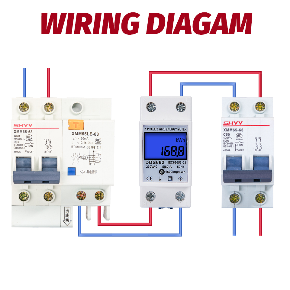 Meteran Listrik Digital Din Rail kWh Meter Single Phase 230V - DDS662 - White