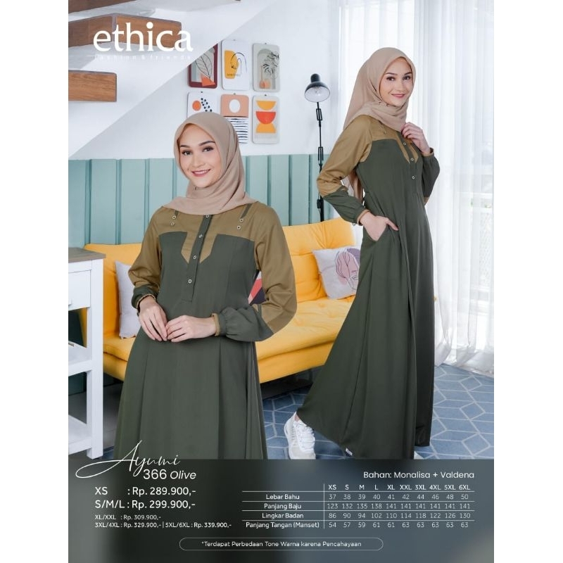 Diskon gamis ethica Ayumi 366 olive