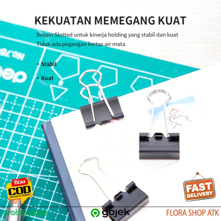 

Binder Klip Binder Clips 19 mm Deli Penjepit Kertas Klip Anti Karat