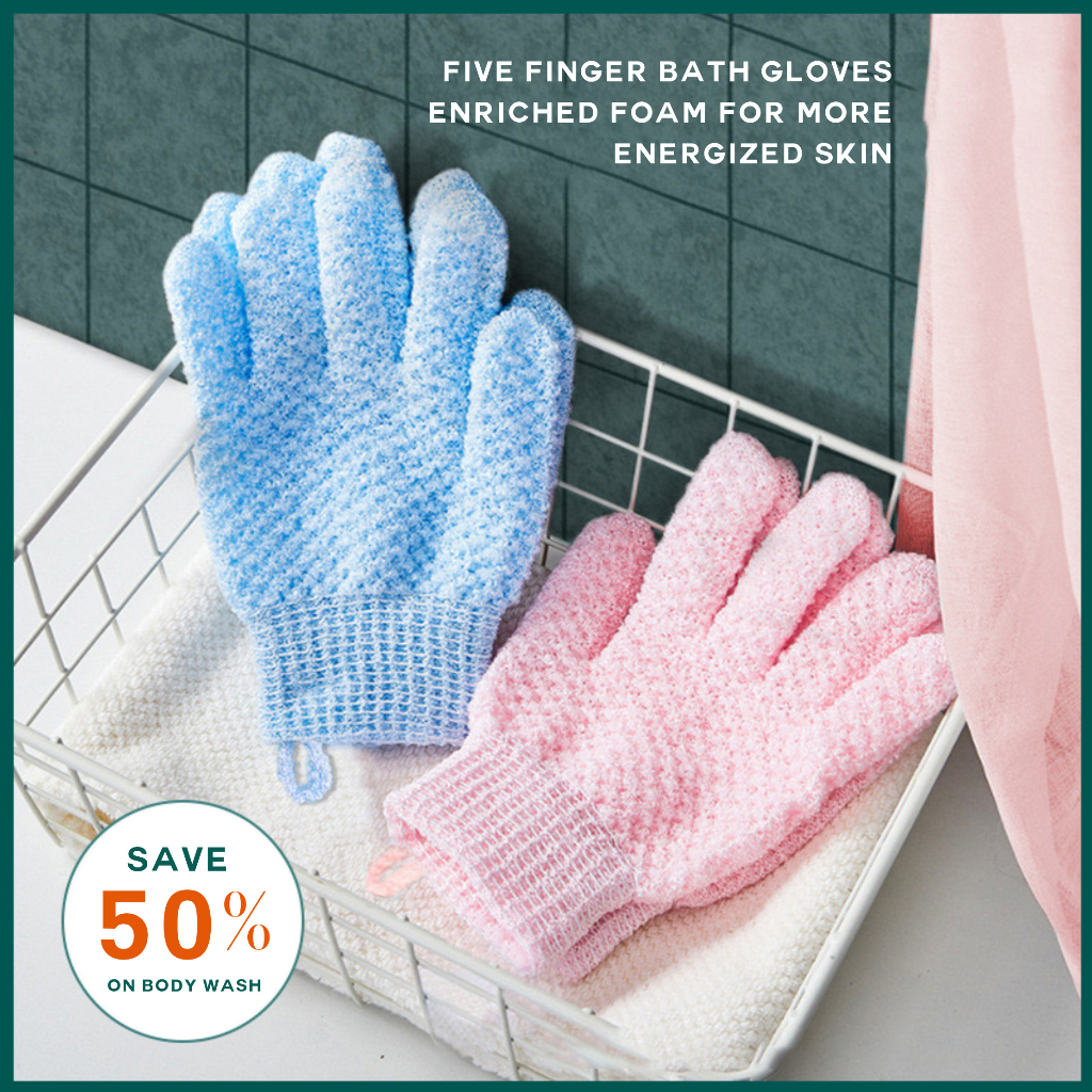 Sarung tangan Mandi scruber Sarung Tangan Bath Glove Exfoliating Bath scrub Gloves Sponge Spons