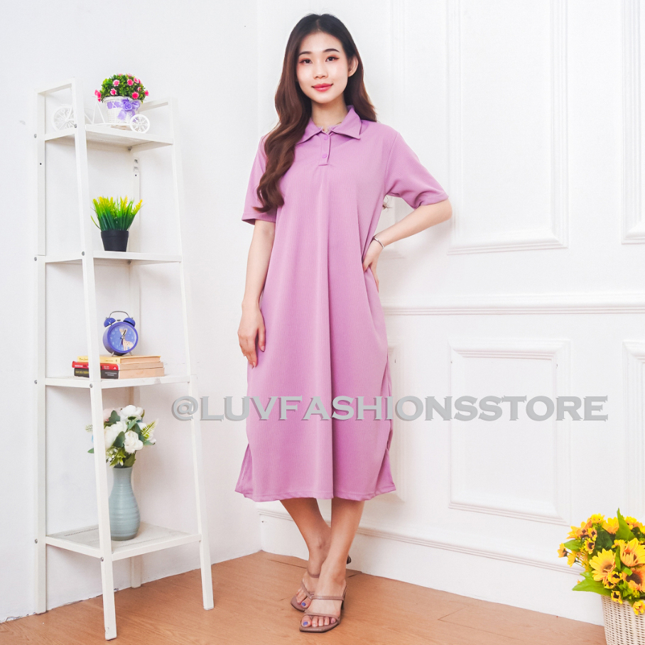 IL - SOLJI MIDI DRESS WANITA TERBARU / DRESS TERUSAN WANITA RIB RIB PREMIUM