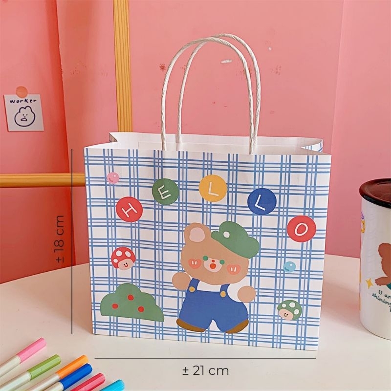 GIFT BAG/ PAPER BAG / AMPLOP KOREA PACKING UNYU KAWAII CUTE BEAR/TAS KADO AESTHETIC