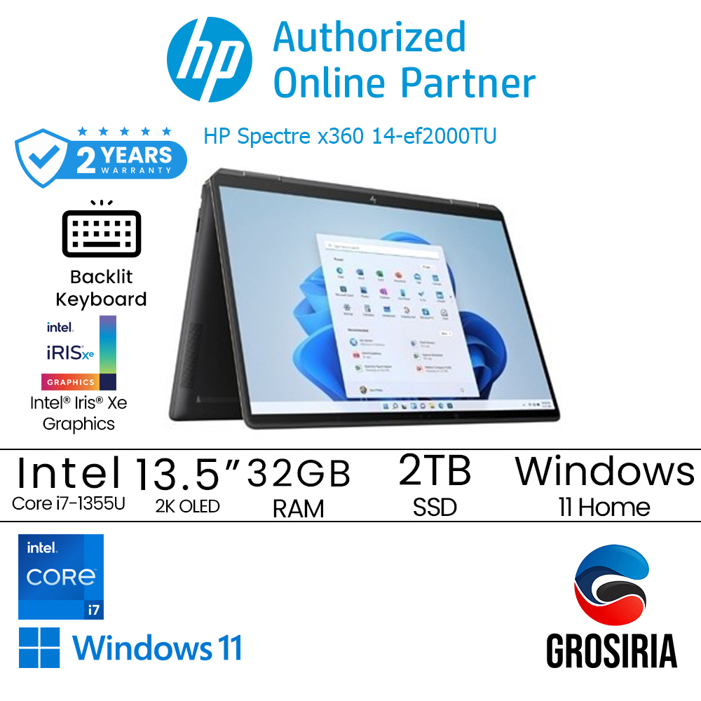 HP Laptop Spectre X360 14-EF2000TU Intel i7-1355U 32GB 2TB - 7M4V5PA