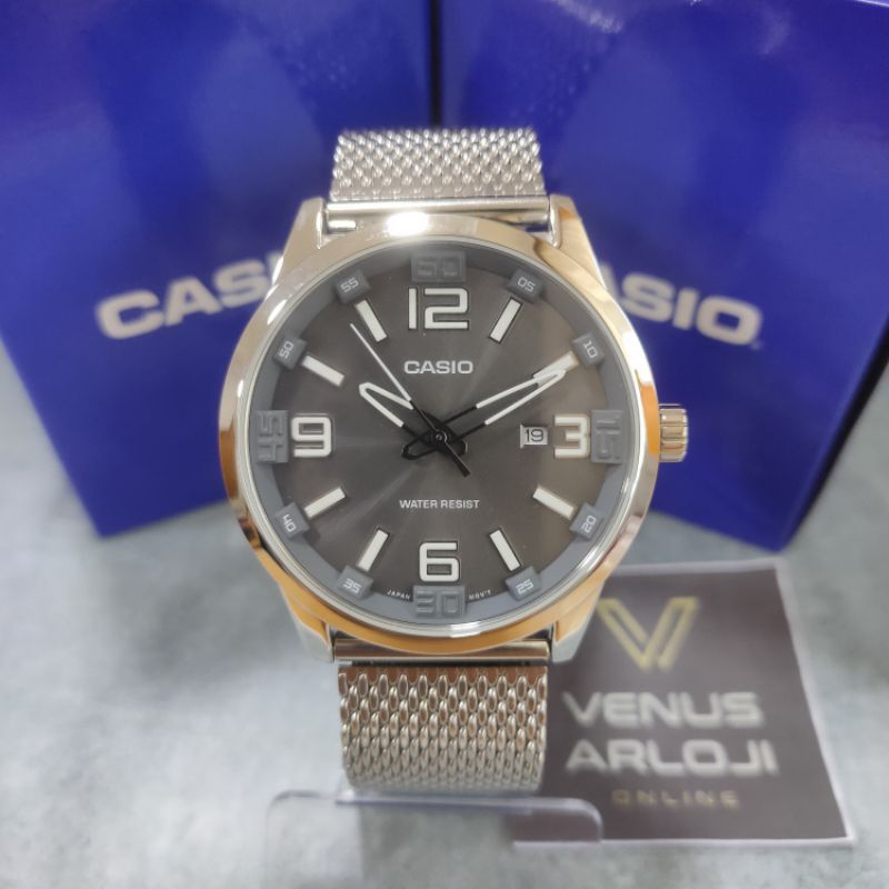 Jam Casio CS MTP 1315D 8AD MTP-1315D-8ADR Pria Rantai Silver Bulat