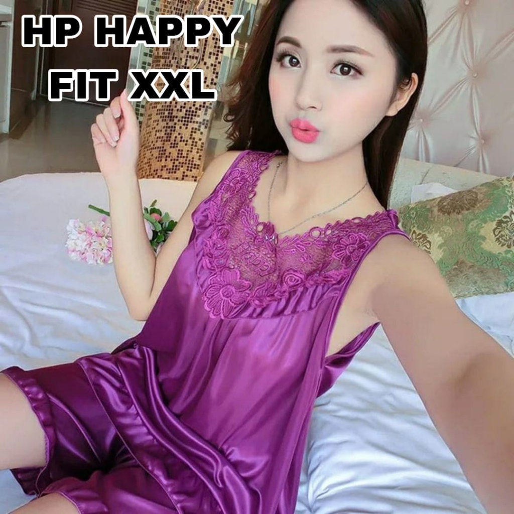 Dtree . Stelan Jumbo Hp Happy satin import Ld 110 xxl/ stelan celana pendek sexy  import fit XXL