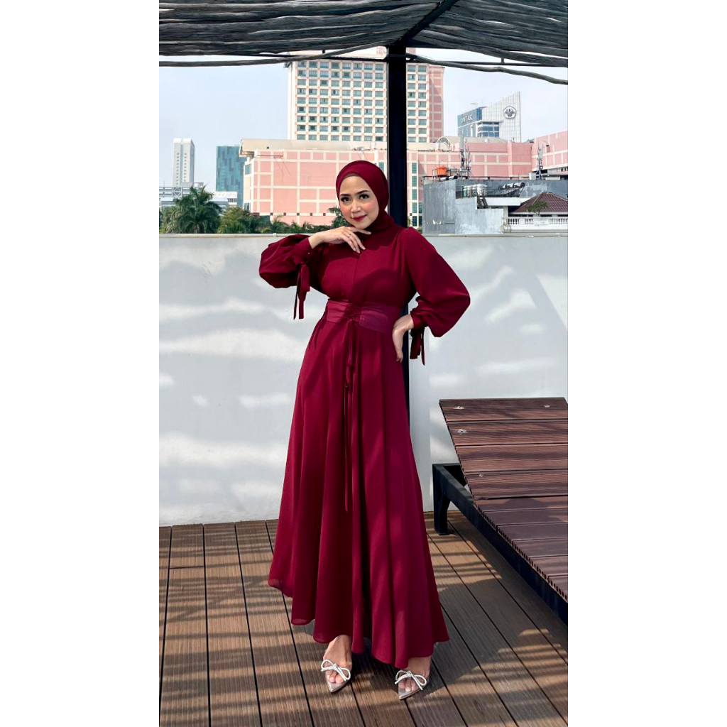 Lively Long Dress Kondangan Gamis Pesta Seragam Bridesmaid Gaun Prewedding Baju Muslim Polos Busui Friendly