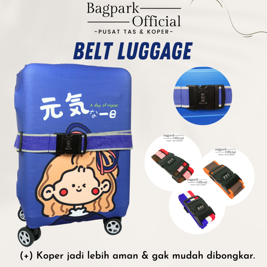 Tali Strap Pengaman Koper Tebal 2 M &amp; 4 M Travel Tali Pengikat Koper Serba Guna Strap Rainbow Tali Koper Strap Tebal Koper Kunci kombinasi 3 digit Sabuk Pengikat Luggage Strap Belt