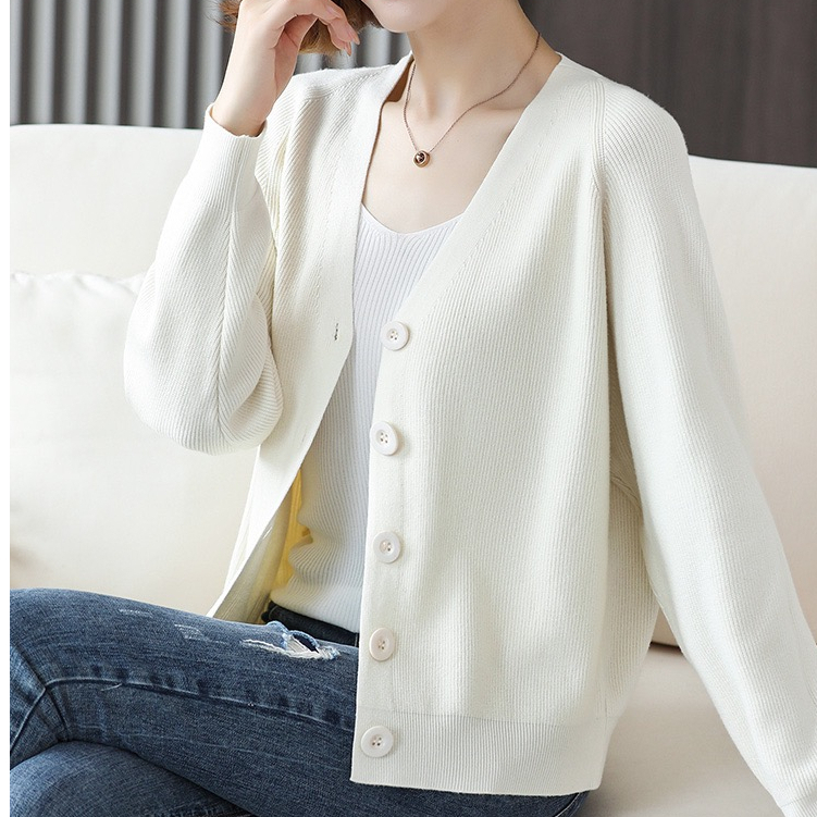 【Elegant】Summer Korean  Knit Long Sleeve Cardigan 7494