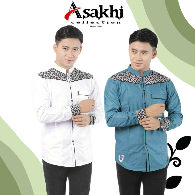 baju Koko muslim motif Annisa| Koko Hadroh pria dewasa lengan panjang