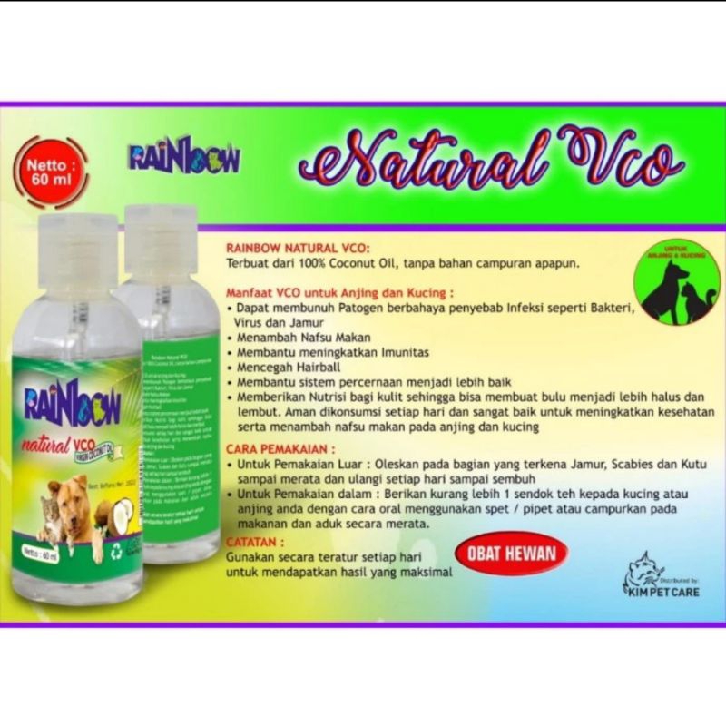 Rainbow Minyak VCO Obat Jamur,Scabies,Diare,Koreng Kucing Anjing Kelinci