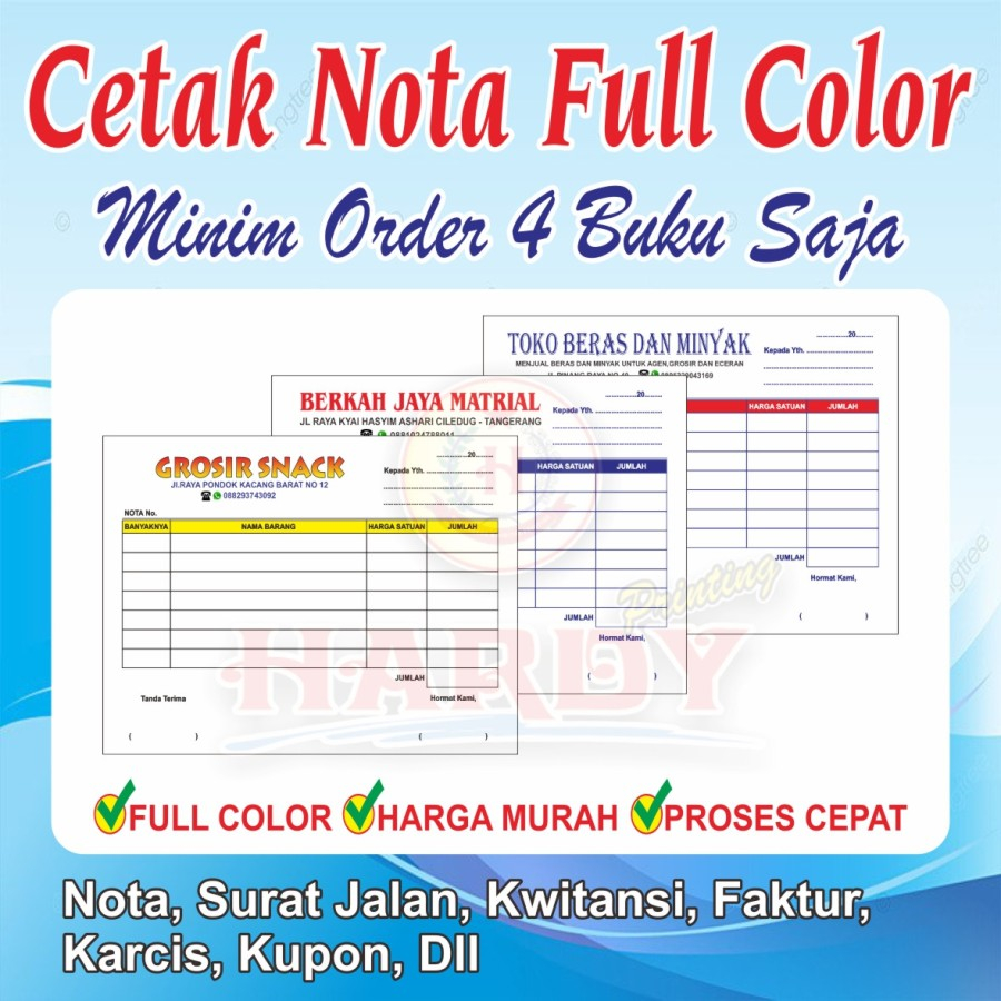 

Cetak Nota Full Colour 1/4 F4