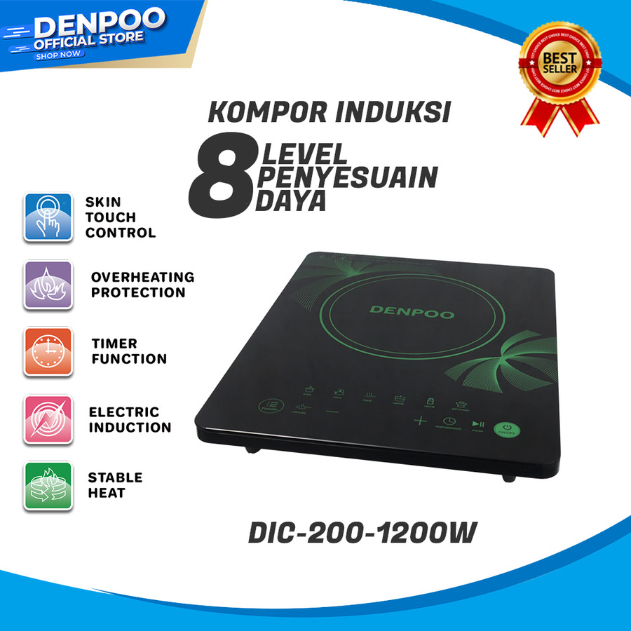Denpoo Kompor Induksi Listrik Touch Screen Low Watt DIC 200-1200