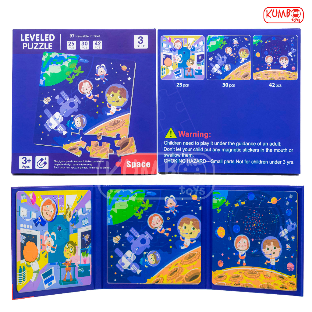 Mainan Edukasi Anak Leveled Puzzle Magnet 3 in 1 Buku Magnet Step Berlevel