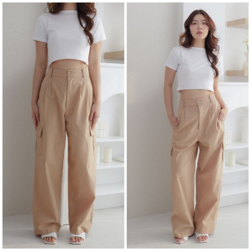 ♡ PREMIUM ♡ ORIGINAL ! CARRINE CARGO POCKET CHINOS CULLOTE LONG PANTS